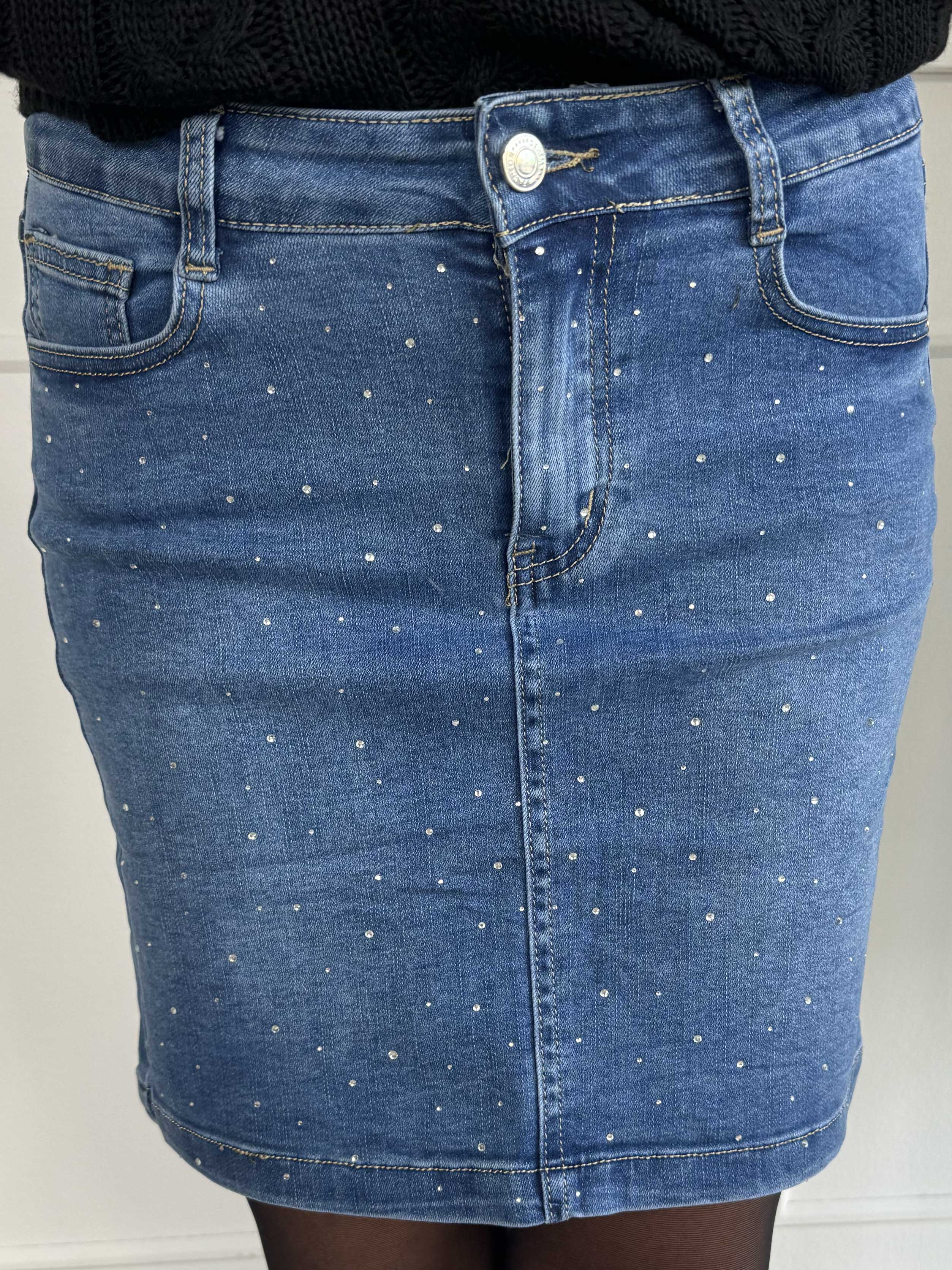 Felina - Denimkjol dekorerad med små stenar